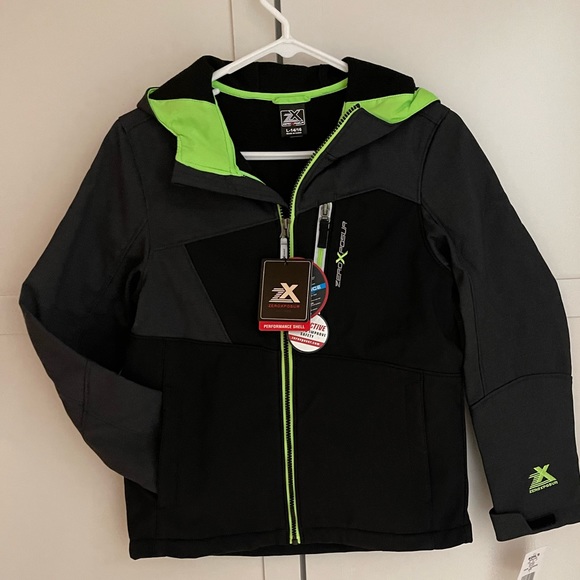 Boys ZeroXposur Soft Shell Jacket Hood reflective, water resistant, lined L14/16 - Picture 2 of 15